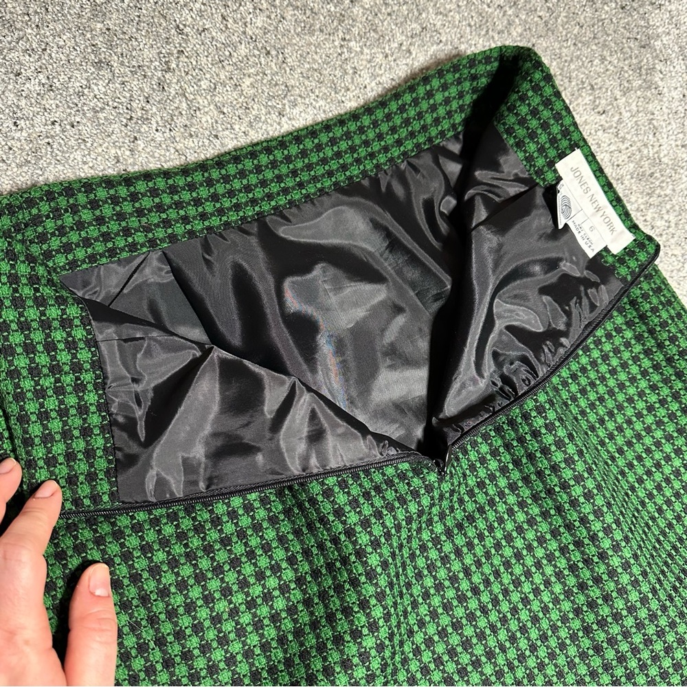 VINTAGE Jones New York 100% Wool Pencil Skirt, Green/Black - Womens 6 - Picture 6 of 9
